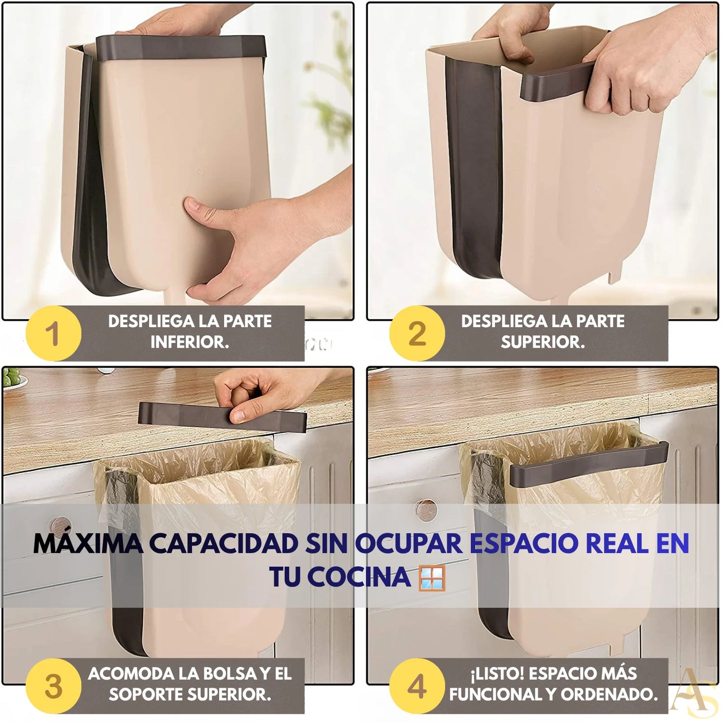 BASURERO PLEGABLE MULTISUO DISEÑO MINIMALISTA (COLOR CAFÉ) 🏠 ¡ENVÍO GRATIS! 📦