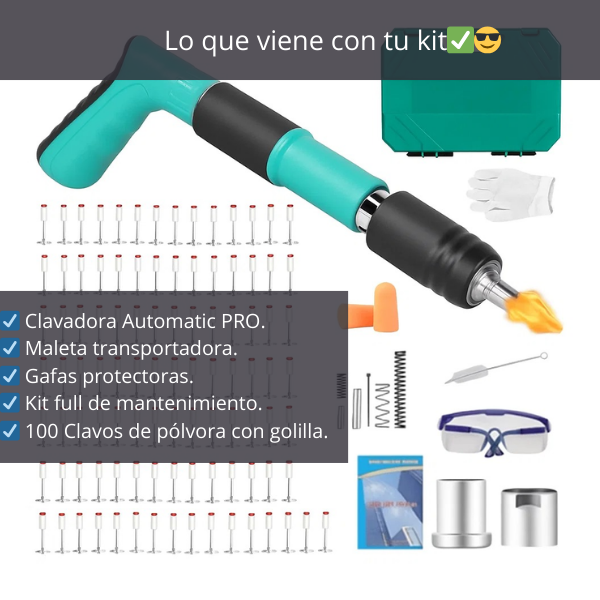 Clavadora Automatic PRO versión Premium + ¡100 Clavos Gratis!
