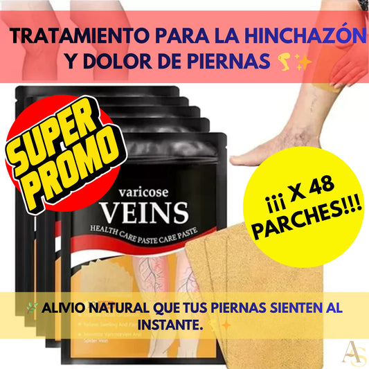 Tratamiento contra la hinchazón y dolor de piernas 🩹🦵- Pack 48 Parches ¡ENVÍO GRATIS! 📦