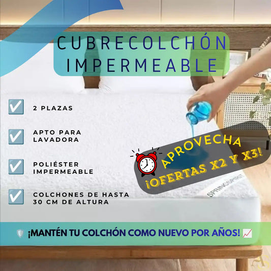 🛏️ Cubrecolchón Impermeable de 2 Plazas 💦 ¡ENVÍO GRATIS! 📦🚀