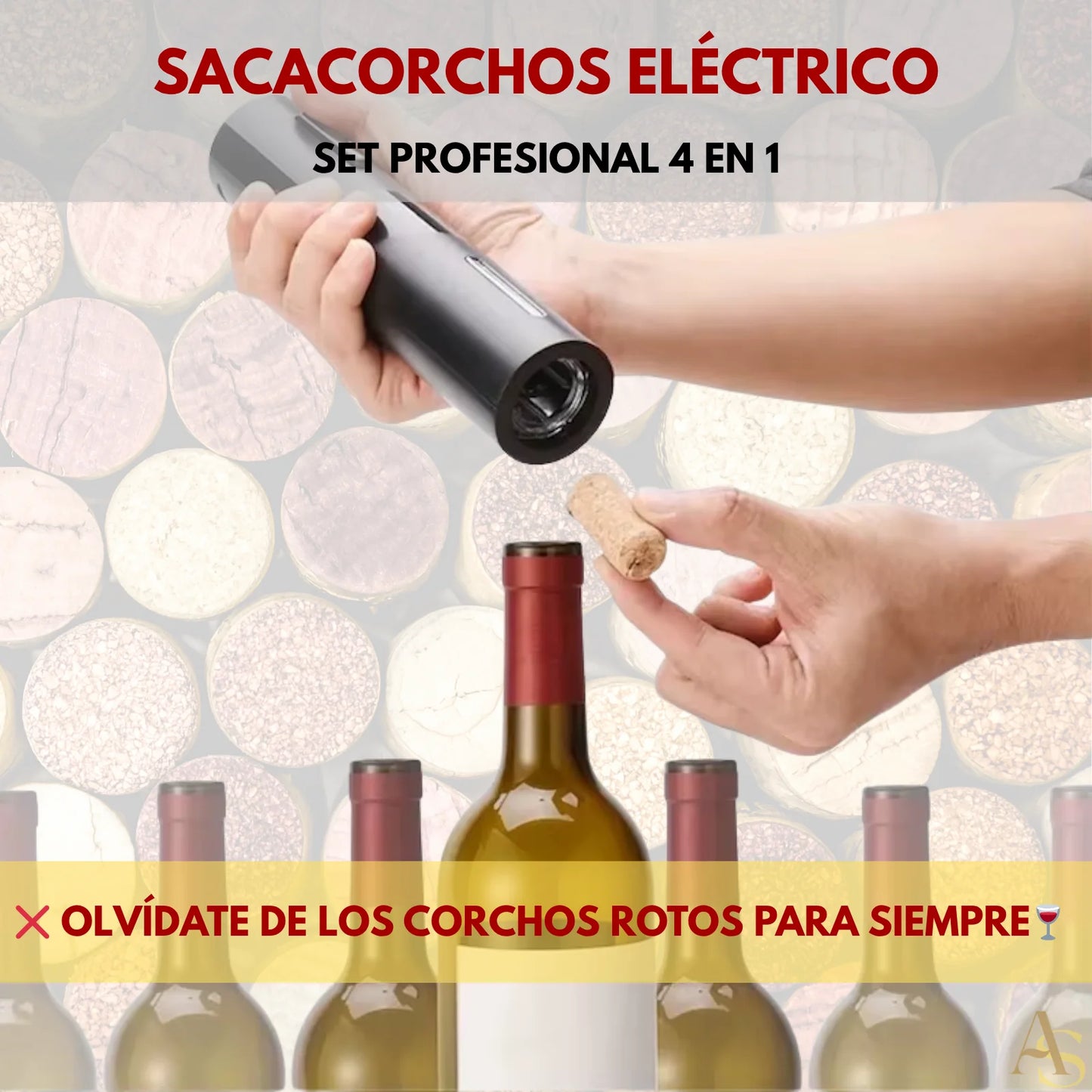 SET PROFESIONAL 4 EN 1 SACACORCHOS ELÉCTRICO 🍷 ¡ENVÍO GRATIS!