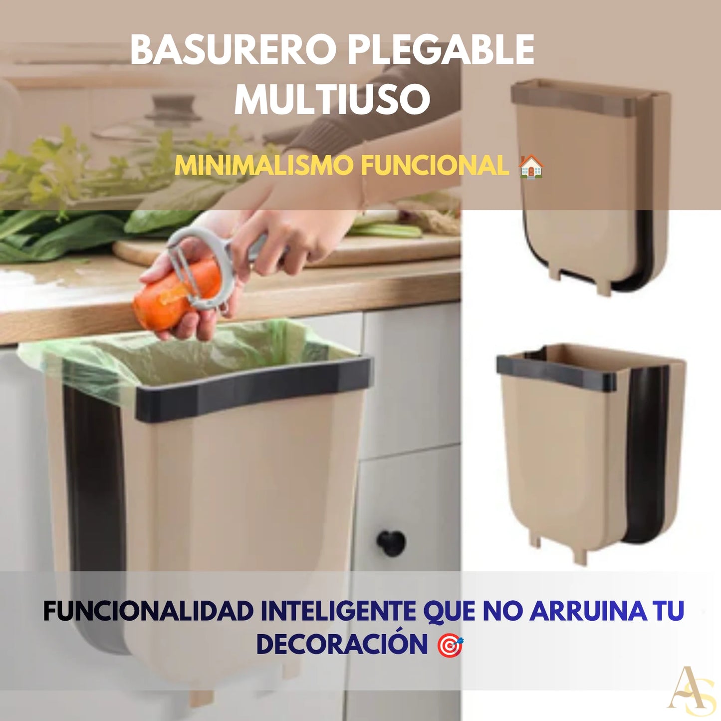 BASURERO PLEGABLE MULTISUO DISEÑO MINIMALISTA (COLOR CAFÉ) 🏠 ¡ENVÍO GRATIS! 📦