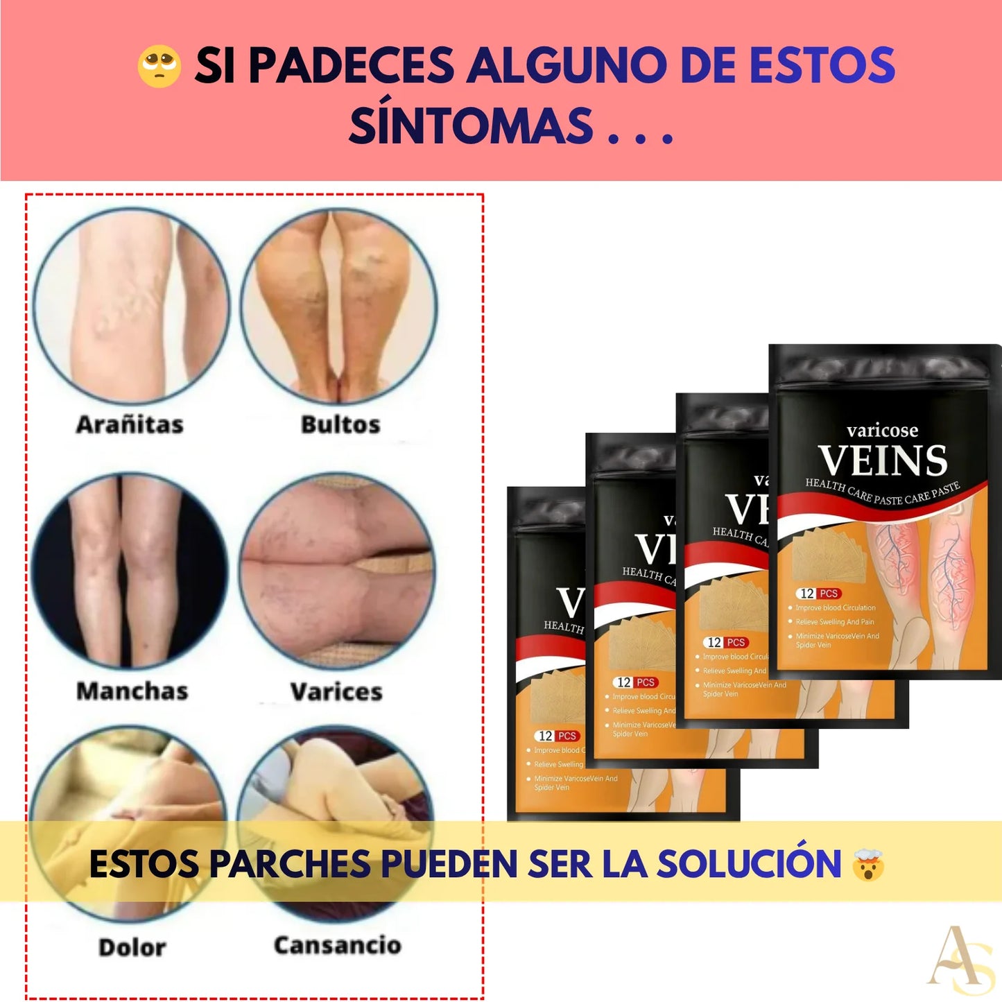 Tratamiento contra la hinchazón y dolor de piernas 🩹🦵- Pack 48 Parches ¡ENVÍO GRATIS! 📦