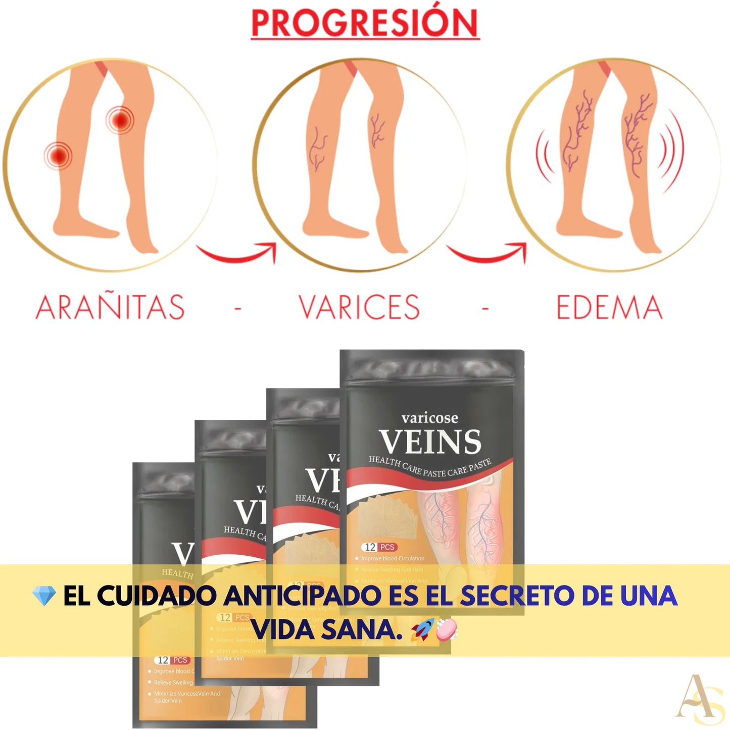 Tratamiento contra la hinchazón y dolor de piernas 🩹🦵- Pack 48 Parches ¡ENVÍO GRATIS! 📦