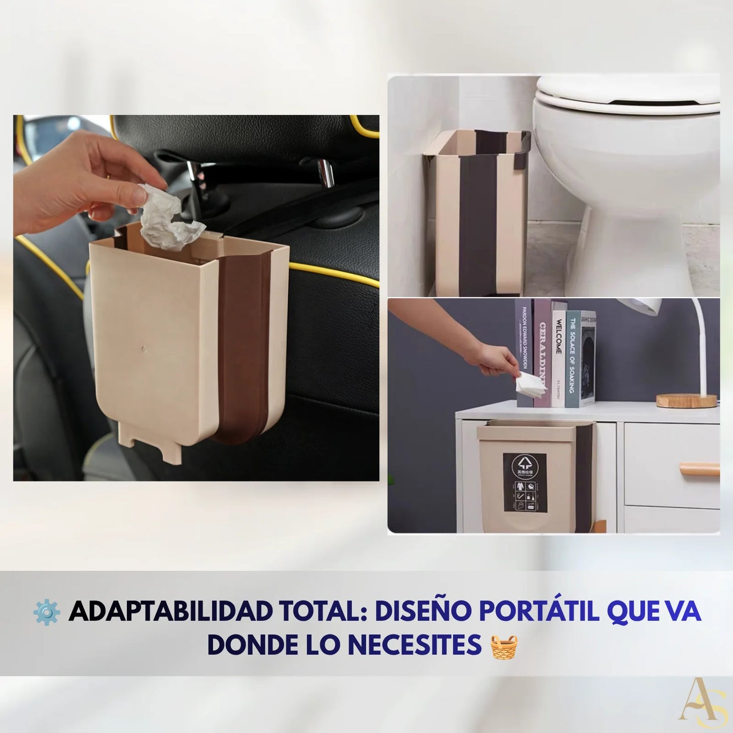 BASURERO PLEGABLE MULTISUO DISEÑO MINIMALISTA (COLOR CAFÉ) 🏠 ¡ENVÍO GRATIS! 📦