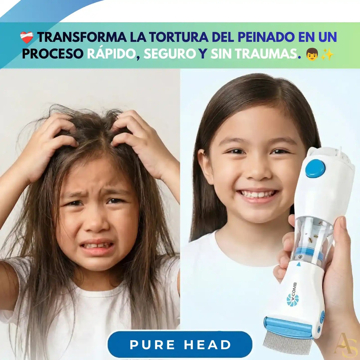 PureHead  🪮 - Peine Antipiojos Eléctrico 💆 ¡ENVÍO GRATIS! 📦