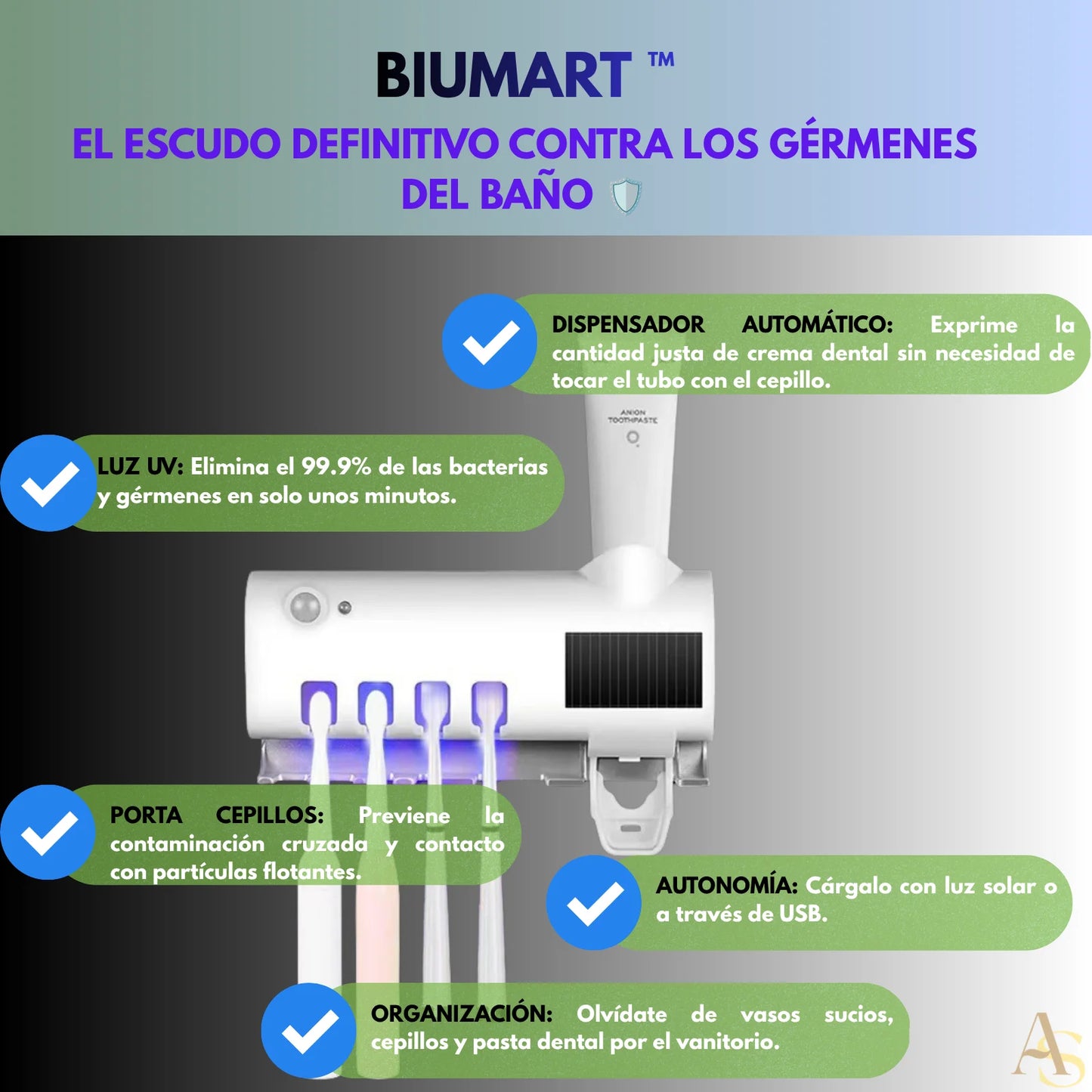 BIUMART - Soporte y Esterilizador de Cepillos ¡ENVÍO GRATIS!