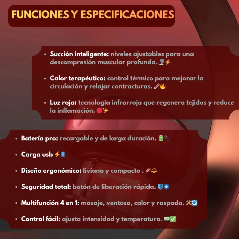 Ventosa Terapéutica Eléctrica De Masaje Cupping Inteligente Diseño 4 en 1