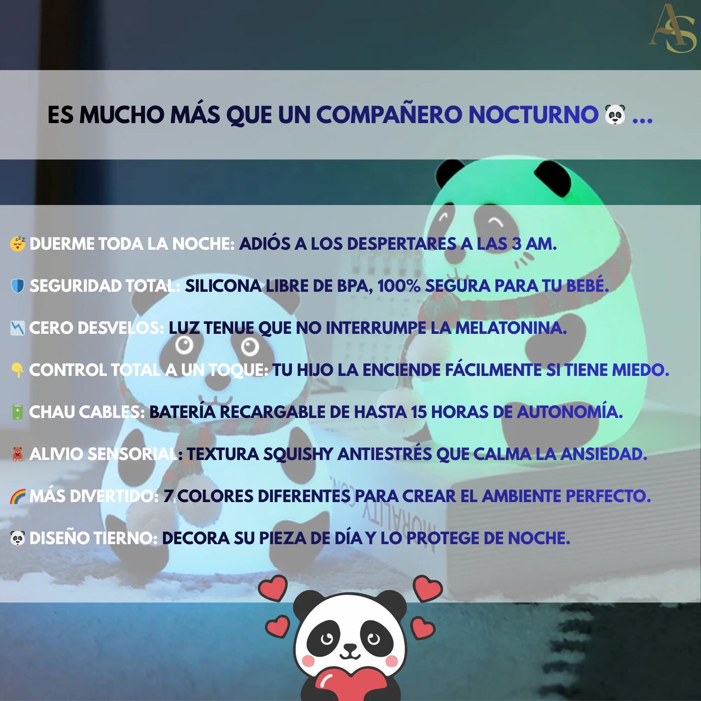 LÁMPARA SENSORIAL DISEÑO PANDA 🐼 ¡ENVÍO GRATIS!